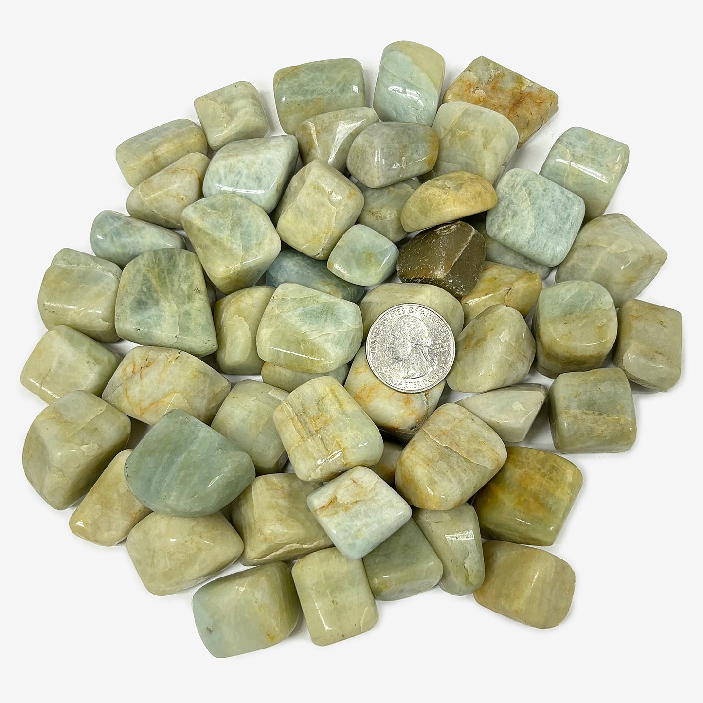 Polished Aquamarine Gemstone Tumbled Stones Natural Healing Crystal for Meditation, Stress Relief, and Positive Energy