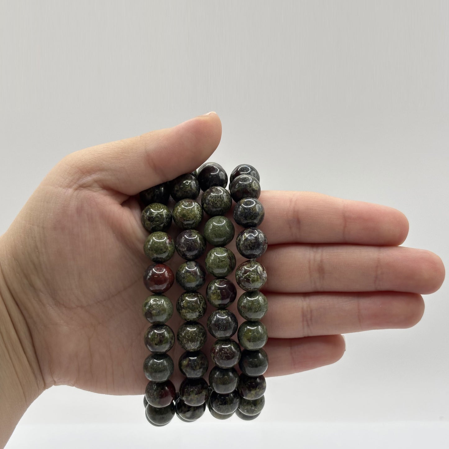 10mm Bloodstone Gemstone Unisex Handmade Stretch Bracelet