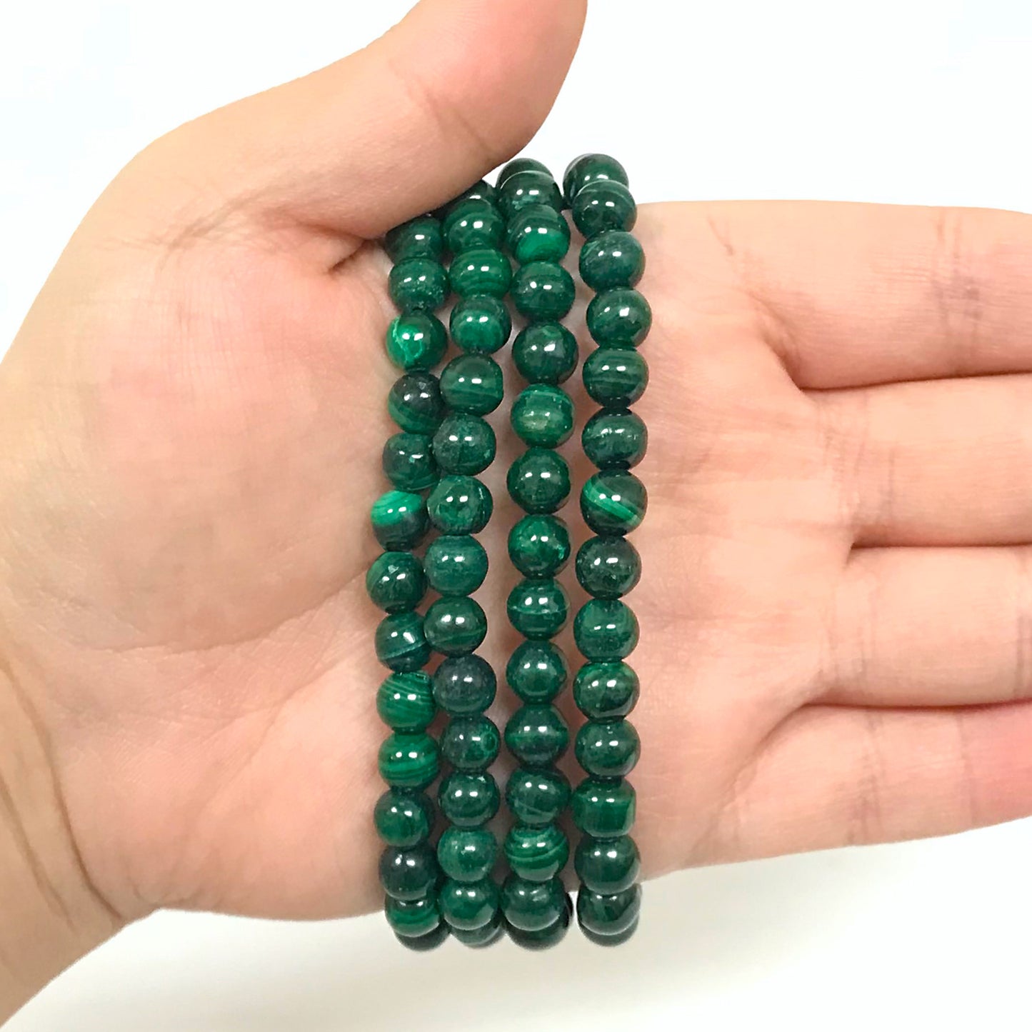 Green Malachite Gemstone Bead Unisex Handmade Stretch Bracelet - Gem Avenue