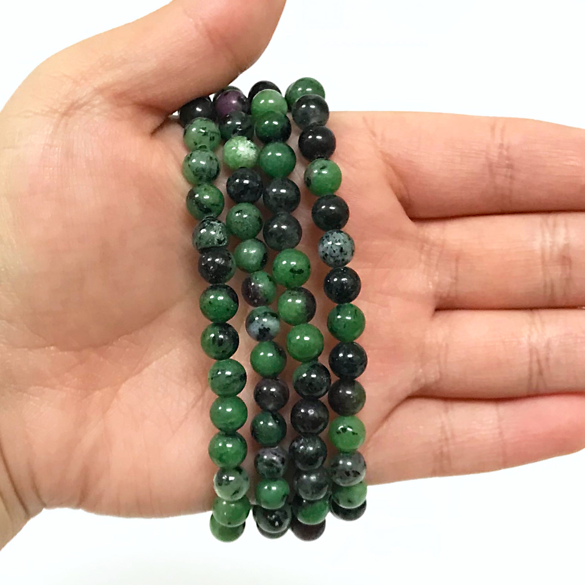 Ruby Zoisite Gemstone Bead Unisex Stretch Bracelet - Gem Avenue