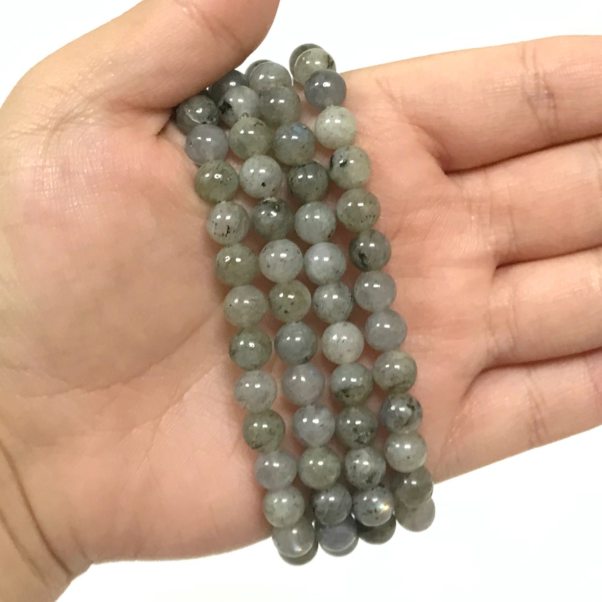 Labradorite Gemstone Bead Unisex Stretch Bracelet - Gem Avenue