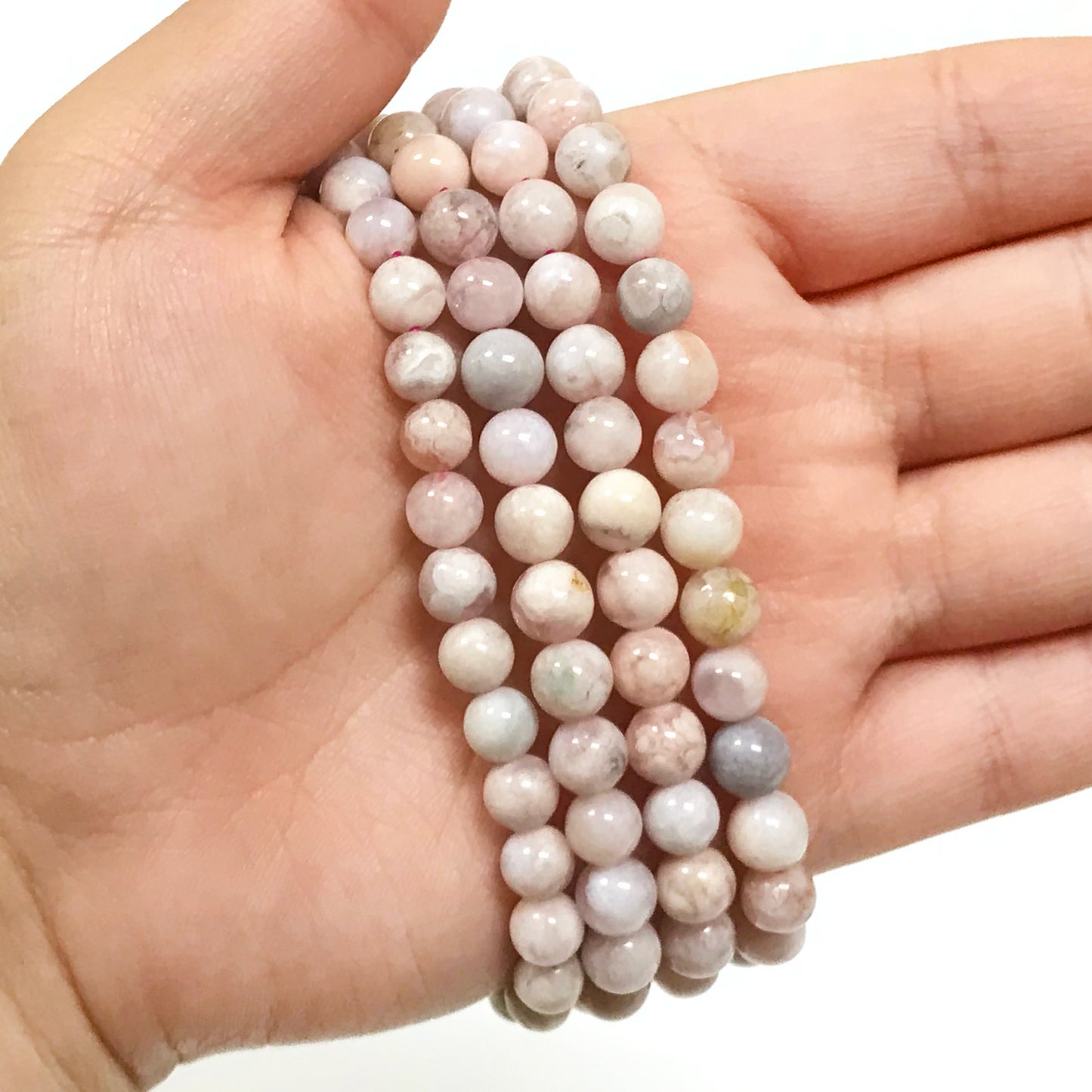 Cherry Flower Agate Gemstone Bead Unisex Stretch Bracelet - Gem Avenue