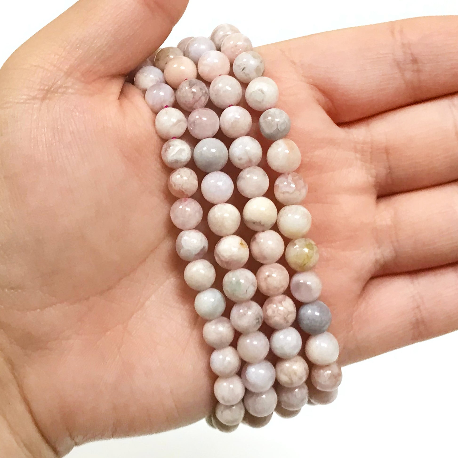Cherry Flower Agate Gemstone Bead Unisex Stretch Bracelet - Gem Avenue