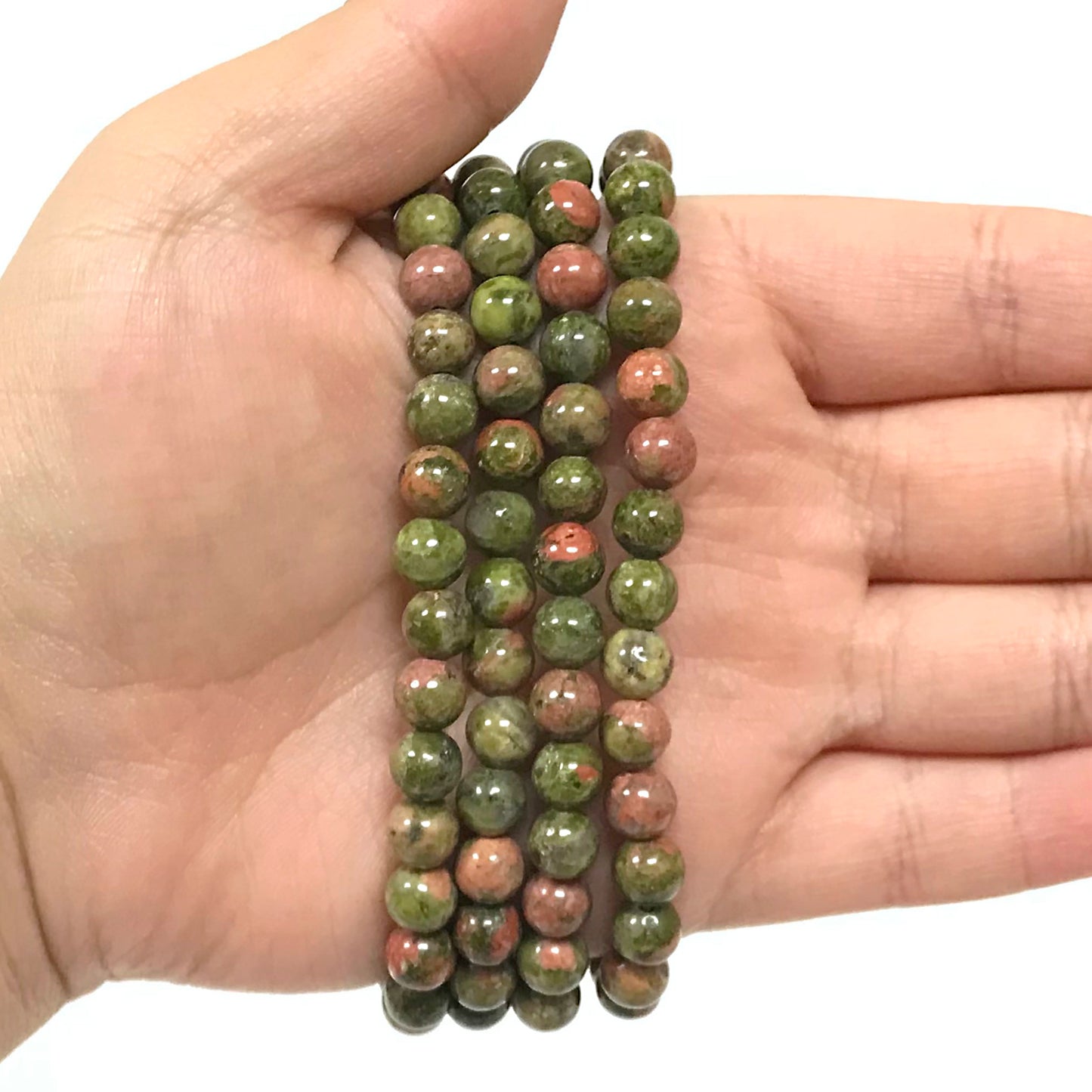 Unakite Gemstone Bead Unisex Stretch Bracelet - Gem Avenue