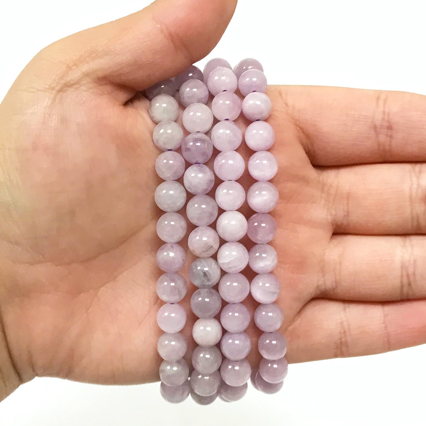 Kunzite Gemstone Bead Unisex Stretch Bracelet - Gem Avenue