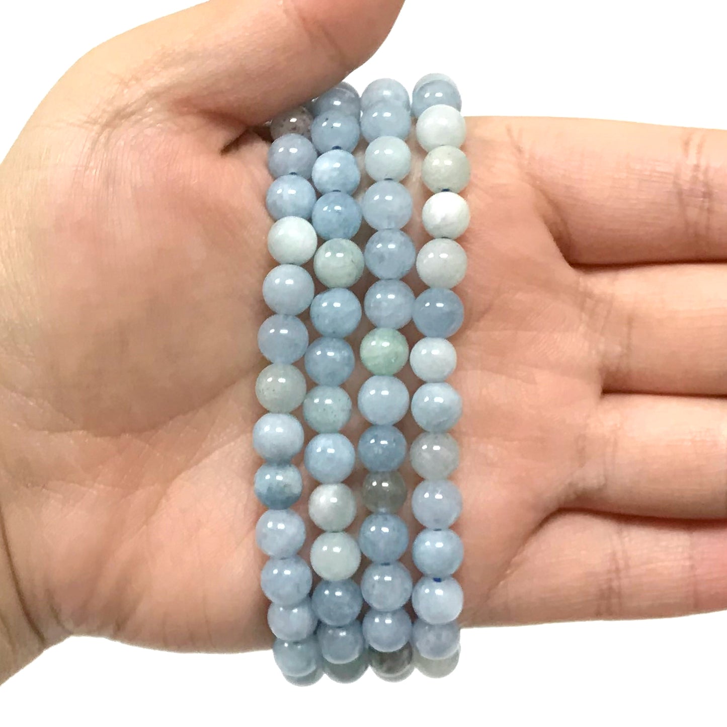 Aquamarine Gemstone Bead Unisex Stretch Bracelet - Gem Avenue
