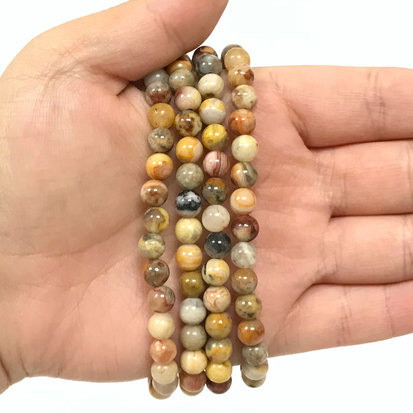 Crazy Lace Agate Gemstone Bead Unisex Stretch Bracelet - Gem Avenue