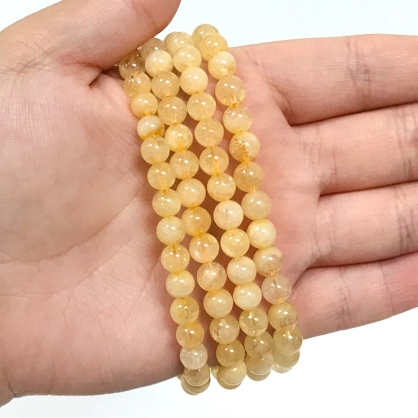 Natural Citrine Gemstone Bead Handmade Stretch Unisex Bracelet - Gem Avenue