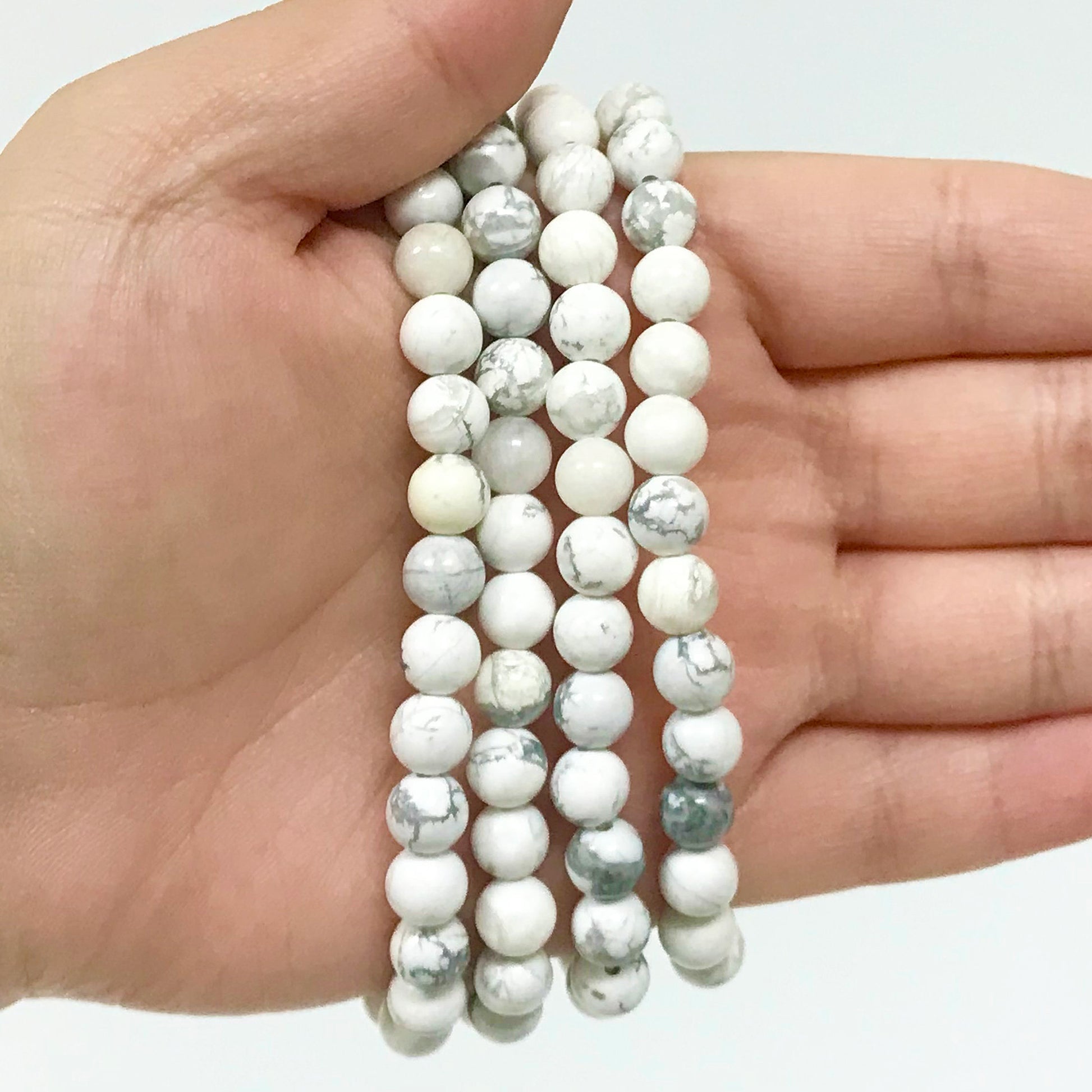Howlite Gemstone Bead Unisex Stretch Bracelet - Gem Avenue