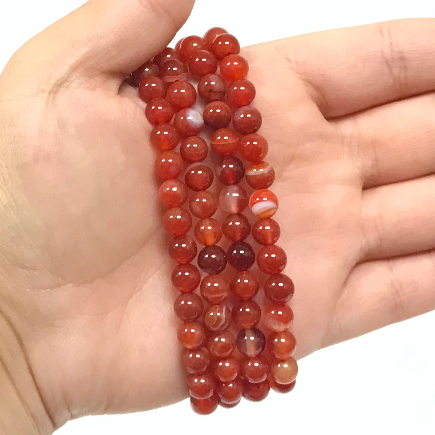 Natural Carnelian Gemstone Bead Handmade Stretch Unisex Bracelet - Gem Avenue