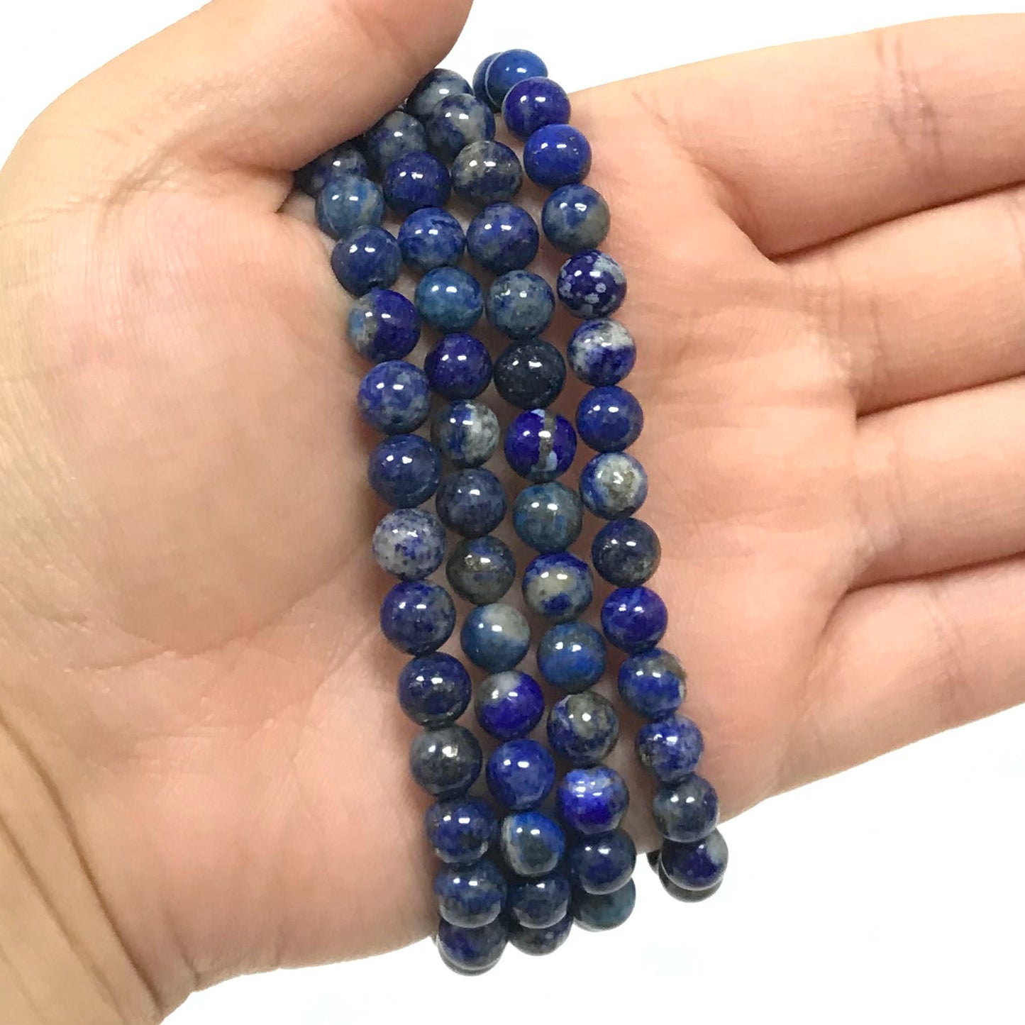 Blue Lapis Lazuli Gemstone Bead Unisex Stretch Bracelet - Gem Avenue