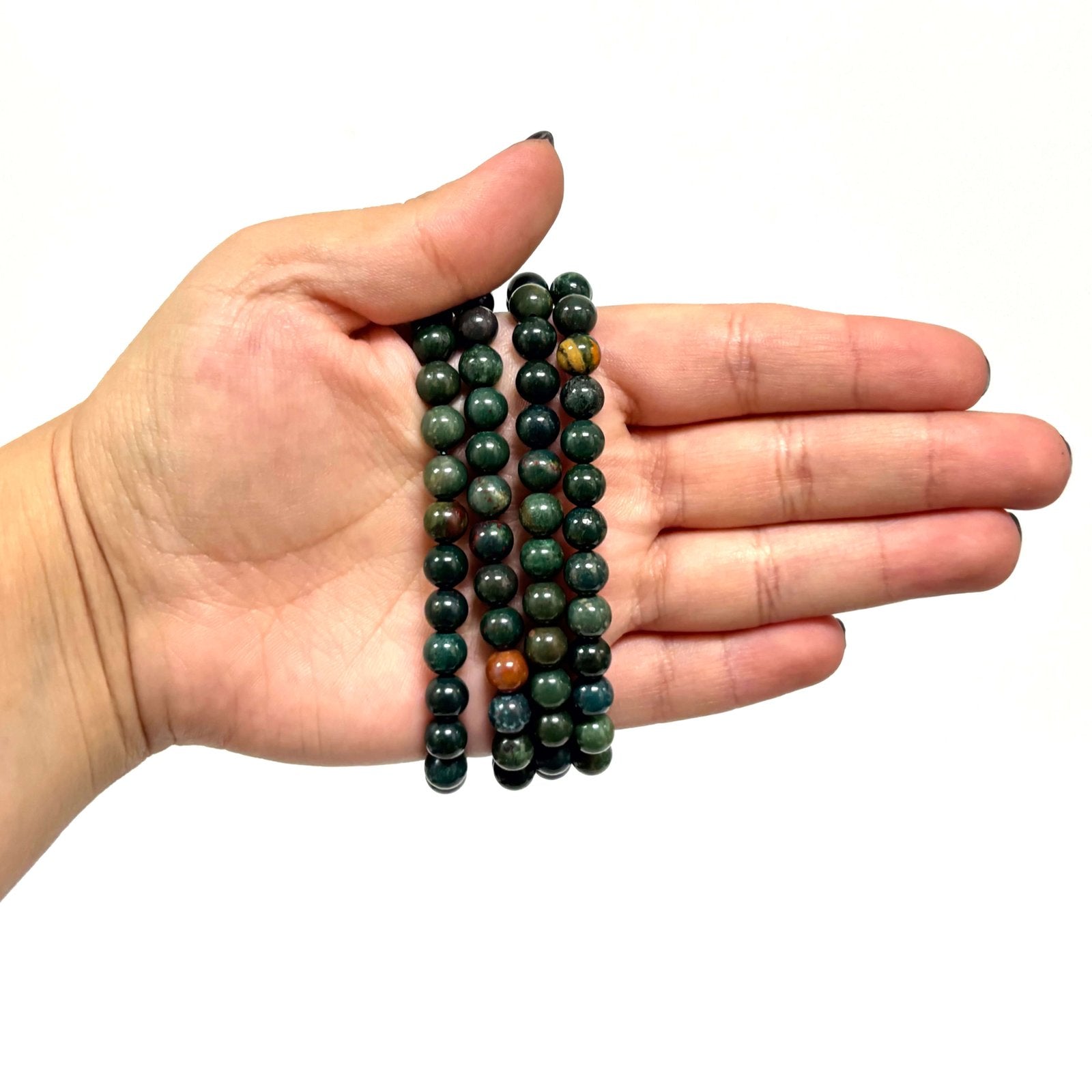 6mm Bloodstone Gemstone Round Bead Unisex Stretch Bracelet - Gem Avenue