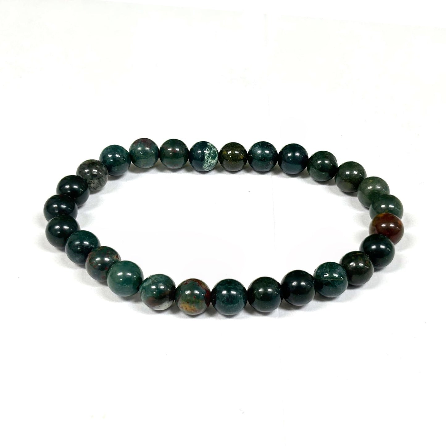 6mm Bloodstone Gemstone Round Bead Unisex Stretch Bracelet - Gem Avenue