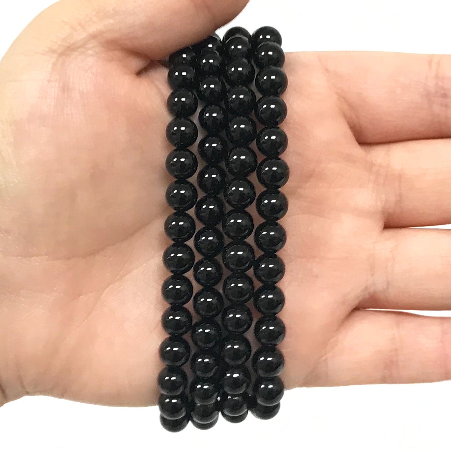 Black Obsidian Gemstone Bead Unisex Stretch Bracelet - Gem Avenue