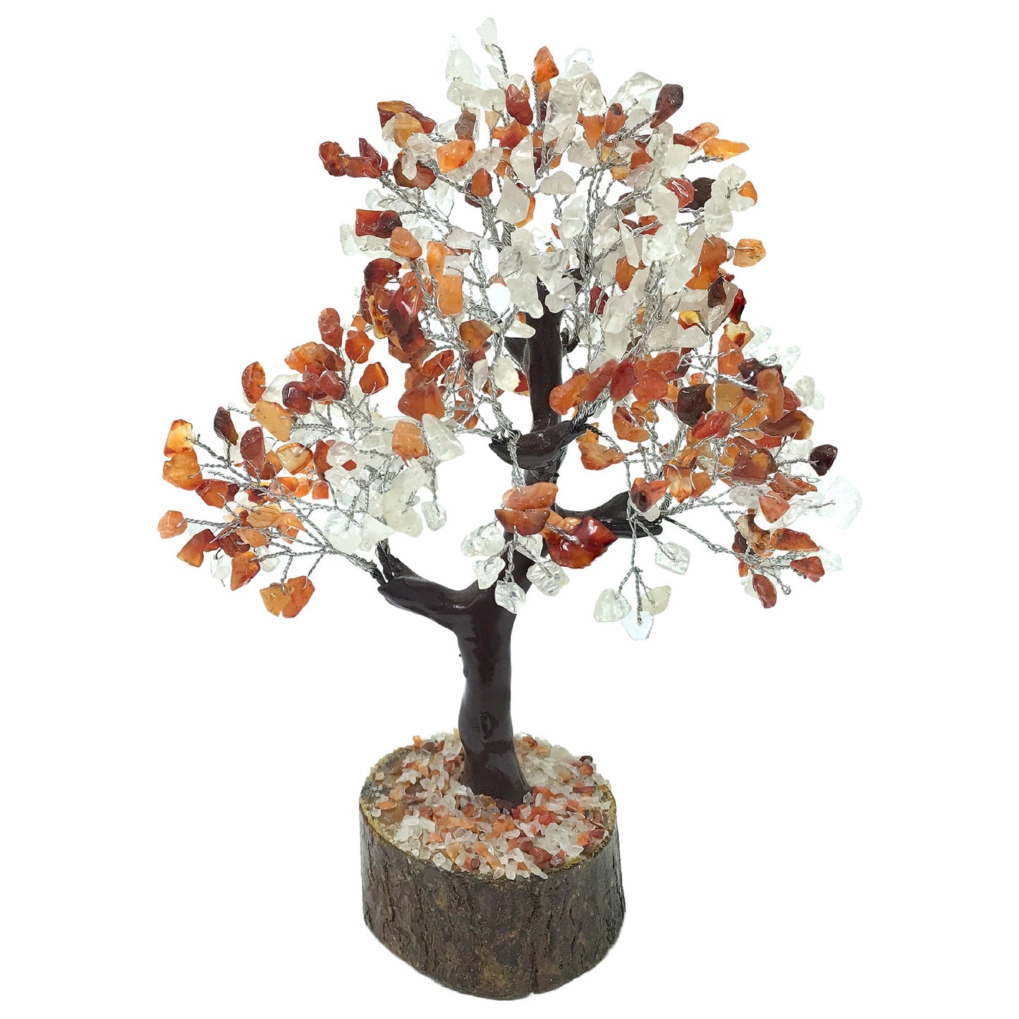 Natural Carnelian Quartz Gemstone Tree with 500 Healing Crystal Beads – Energy Feng Shui Decor for Home & Office - GGT500-CarnelianQuartz