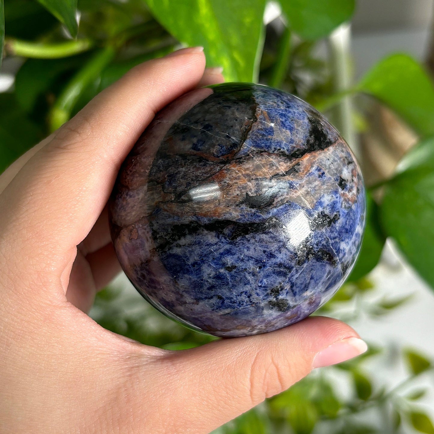Polished Sodalite Sphere Natural Blue Crystal Gemstone Ball for Home Decor, Meditation, Energy Healing, Office Display & Collector Showcase  13-0095