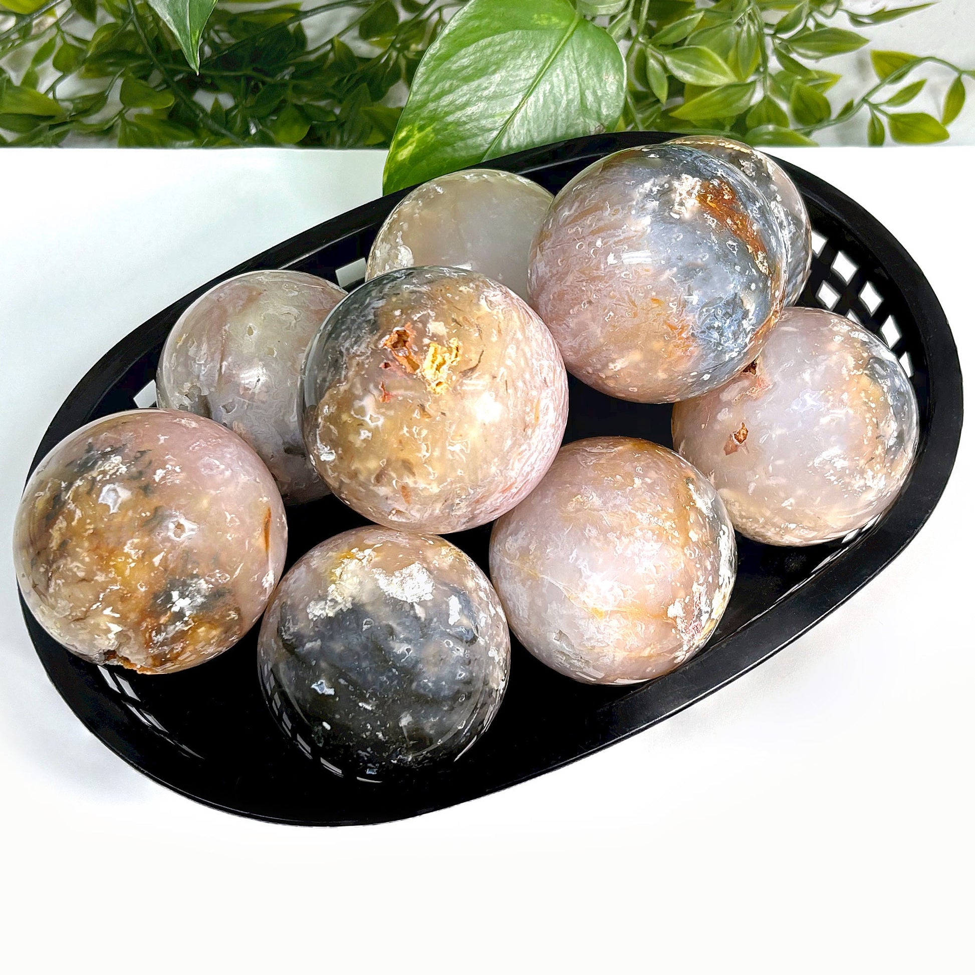 Pink Plume Agate Sphere Decor Ball - Gem Avenue