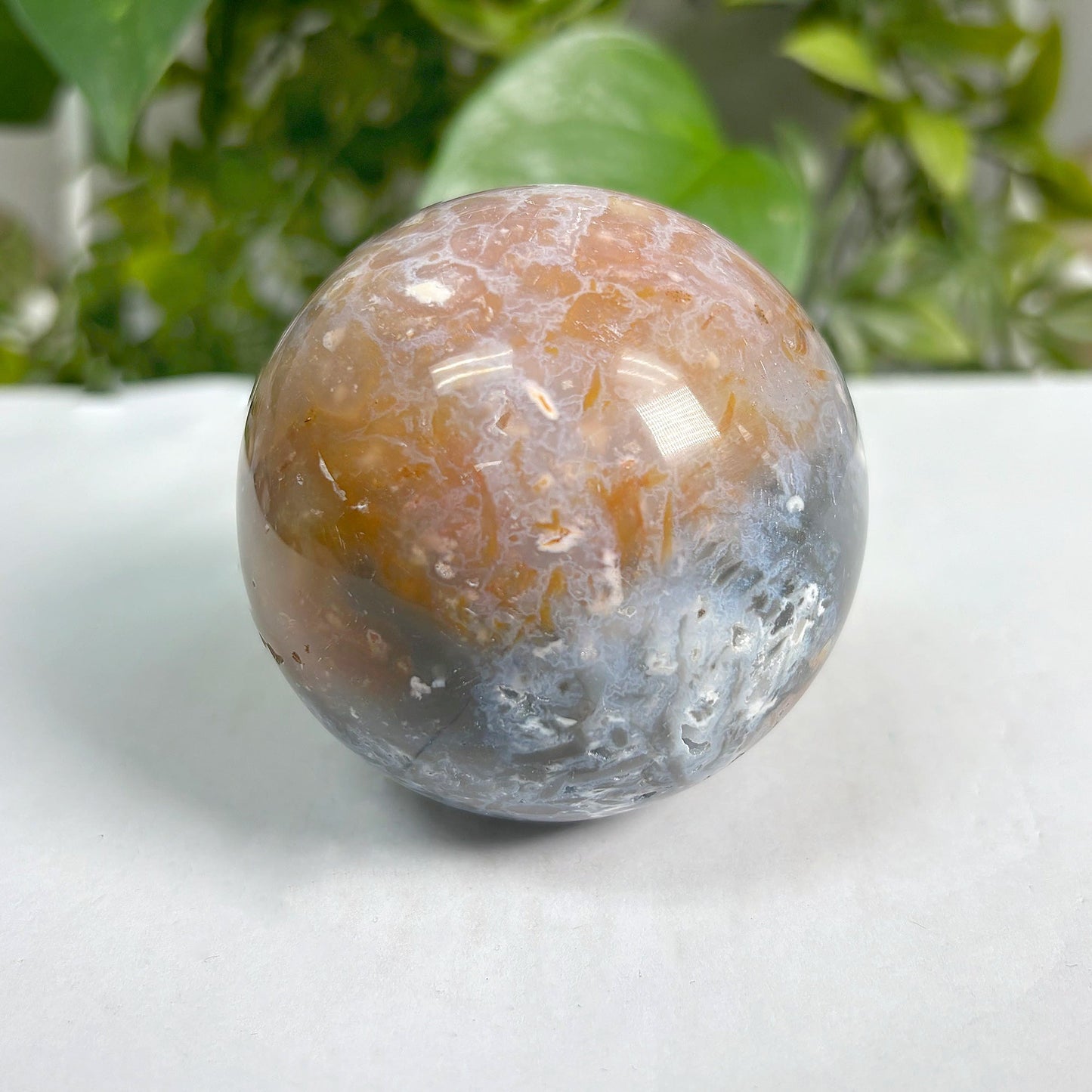 Pink Plume Agate Sphere Decor Ball - Gem Avenue