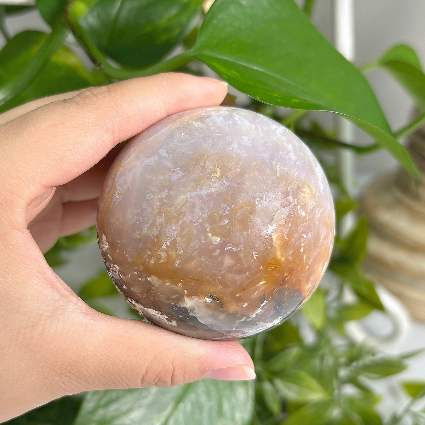 Pink Plume Agate Sphere Decor Ball - Gem Avenue