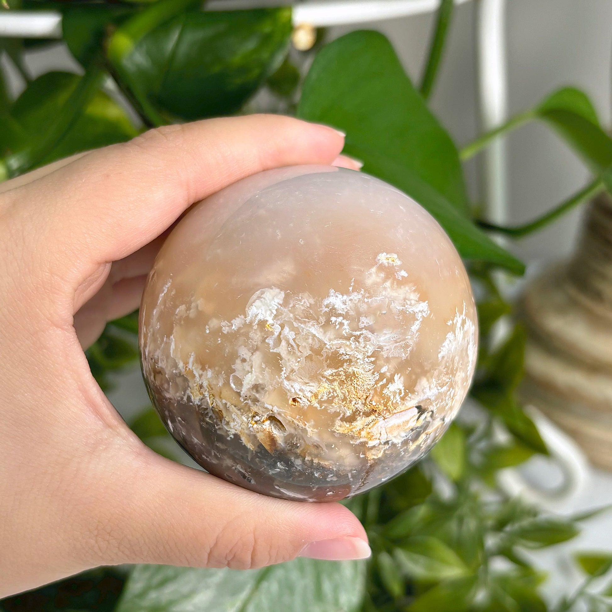 Pink Plume Agate Sphere Decor Ball - Gem Avenue