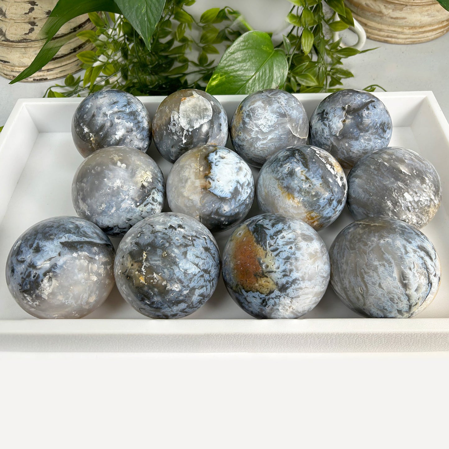 Plume Agate Sphere Decor Ball - Gem Avenue