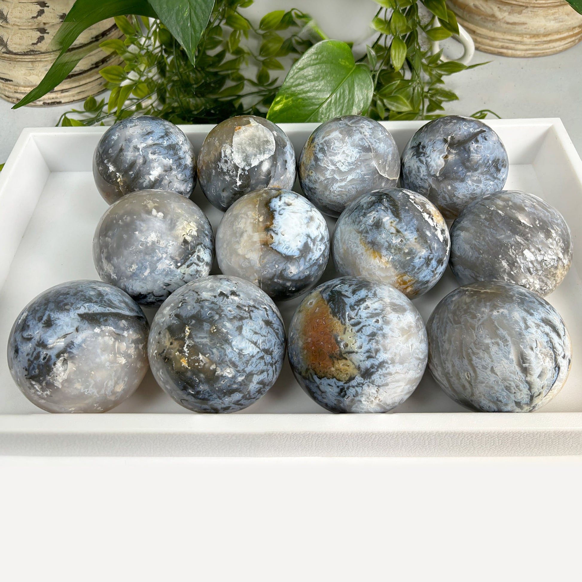 Plume Agate Sphere Decor Ball - Gem Avenue