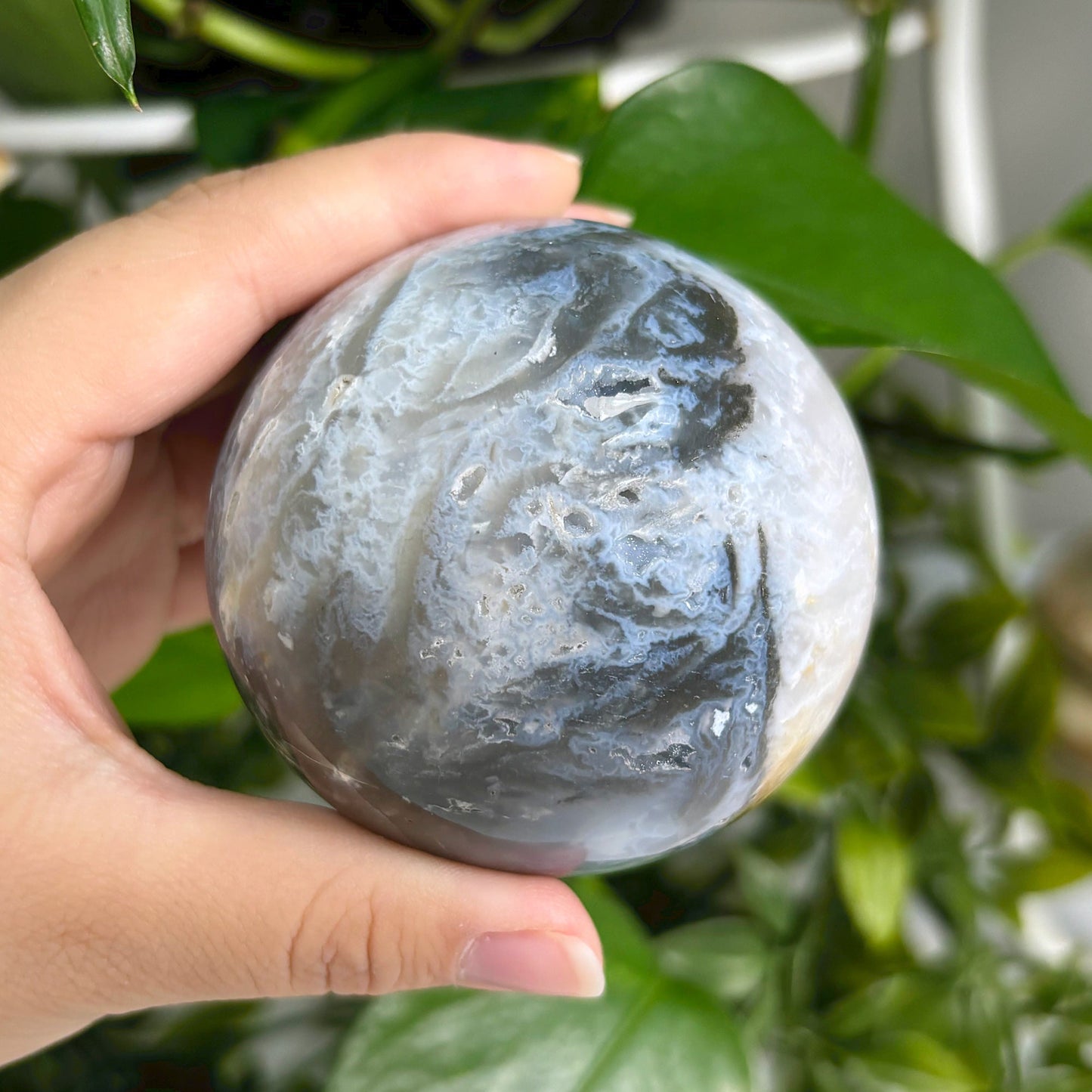 Plume Agate Sphere Decor Ball -Gem Avenue