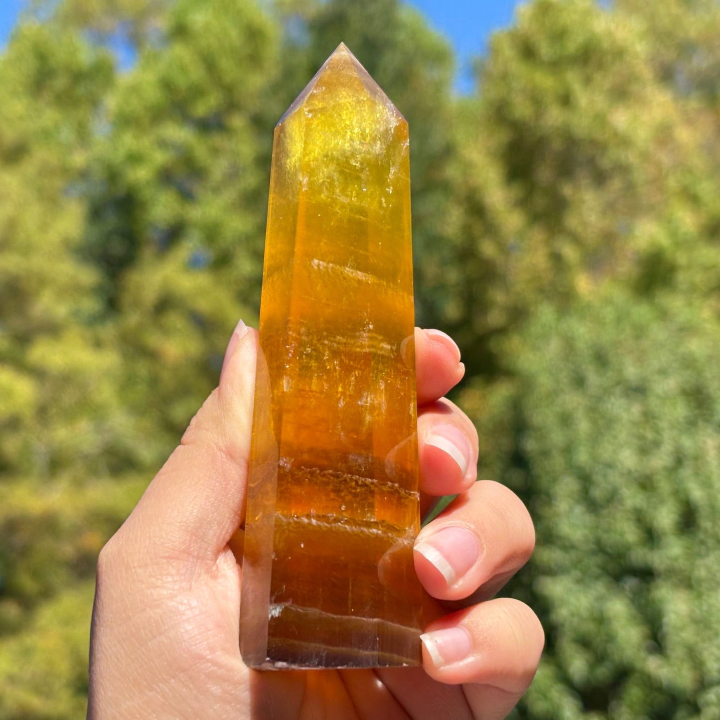 Natural Yellow Fluorite Crystal Obelisk Tower Point for Energy Healing, Focus, Meditation & Elegant Home or Office Decor - RPO518