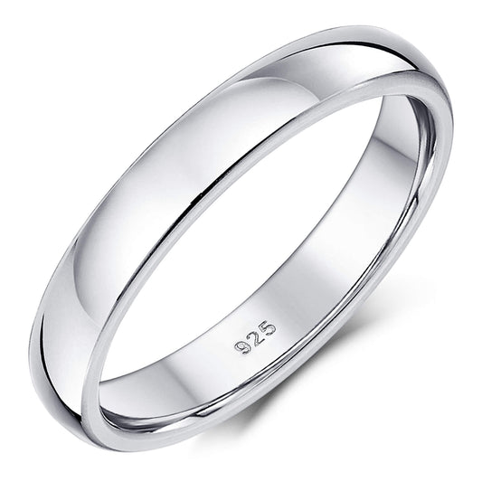 .925 Sterling Silver Plain Women's Wedding Band 4mm Comfort Fit