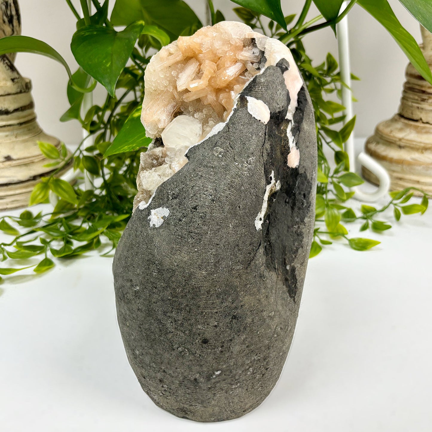Exquisite Natural Apophyllite & Heulandite on Chalcedony Rare Mineral Specimen for Collectors & Crystal Enthusiasts