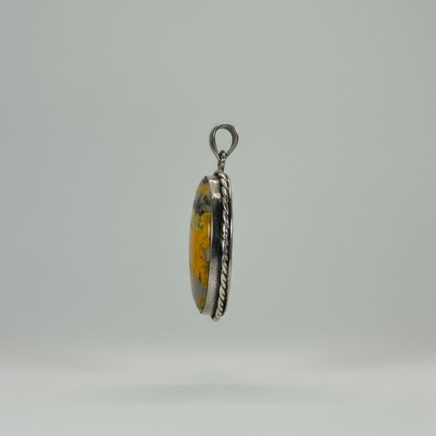 Bumble Bee Jasper Oval Pendant in 925 Sterling Silver Natural Yellow Black Jasper Gemstone Necklace - GP336