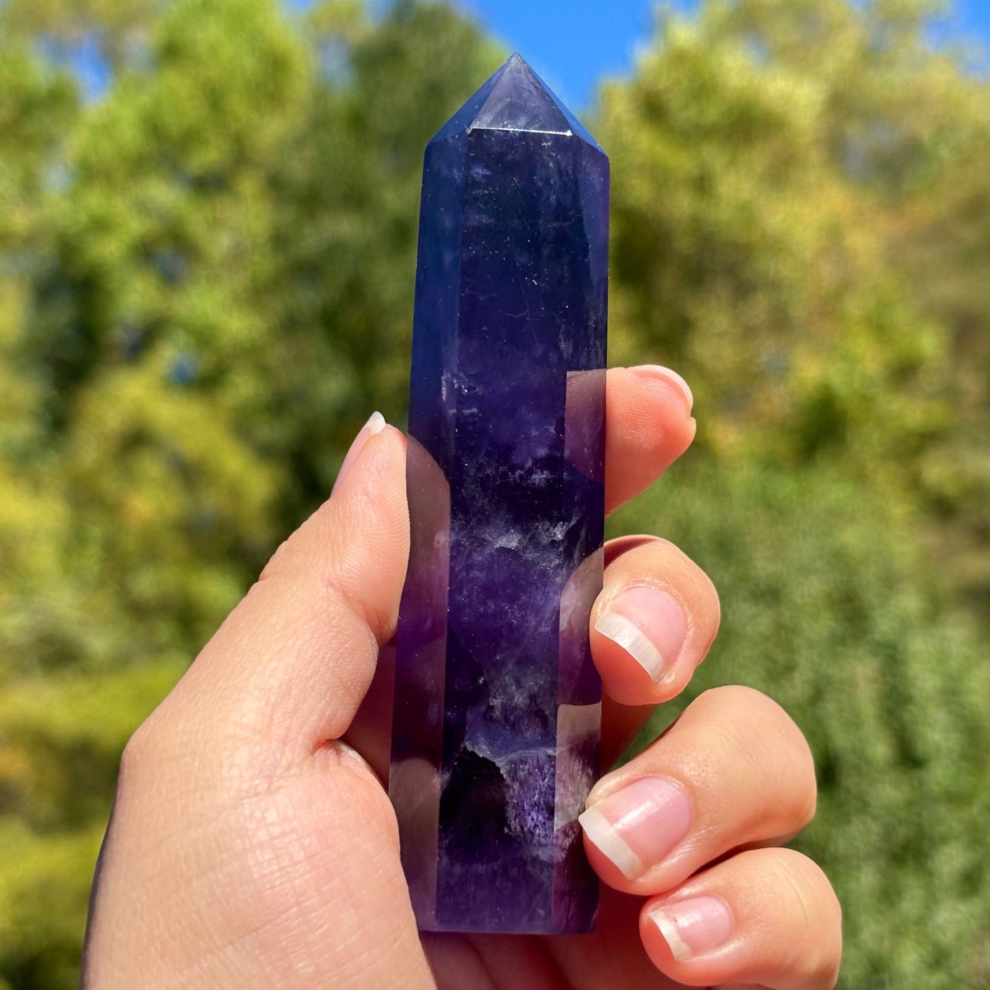 Natural Purple Fluorite Crystal Obelisk Tower Point for Energy Healing, Meditation, Focus & Elegant Home or Office Decor - RPO517