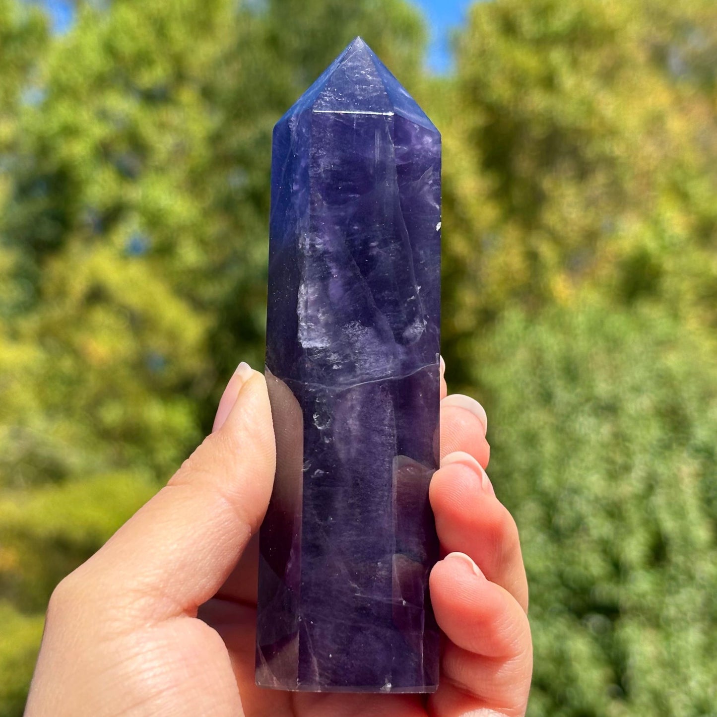 Natural Purple Fluorite Crystal Obelisk Tower Point for Energy Healing, Meditation, Focus & Elegant Home or Office Decor - RPO517