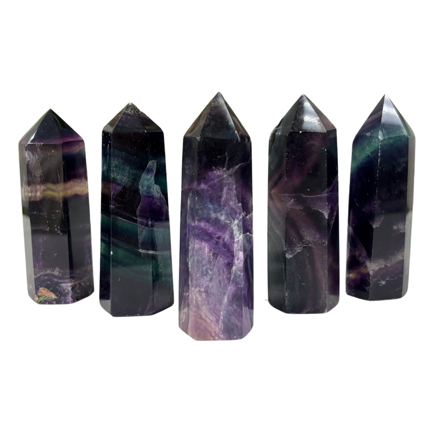 Natural Polished Fluorite Crystal Self Standing Tower 2.25"– 3.5"