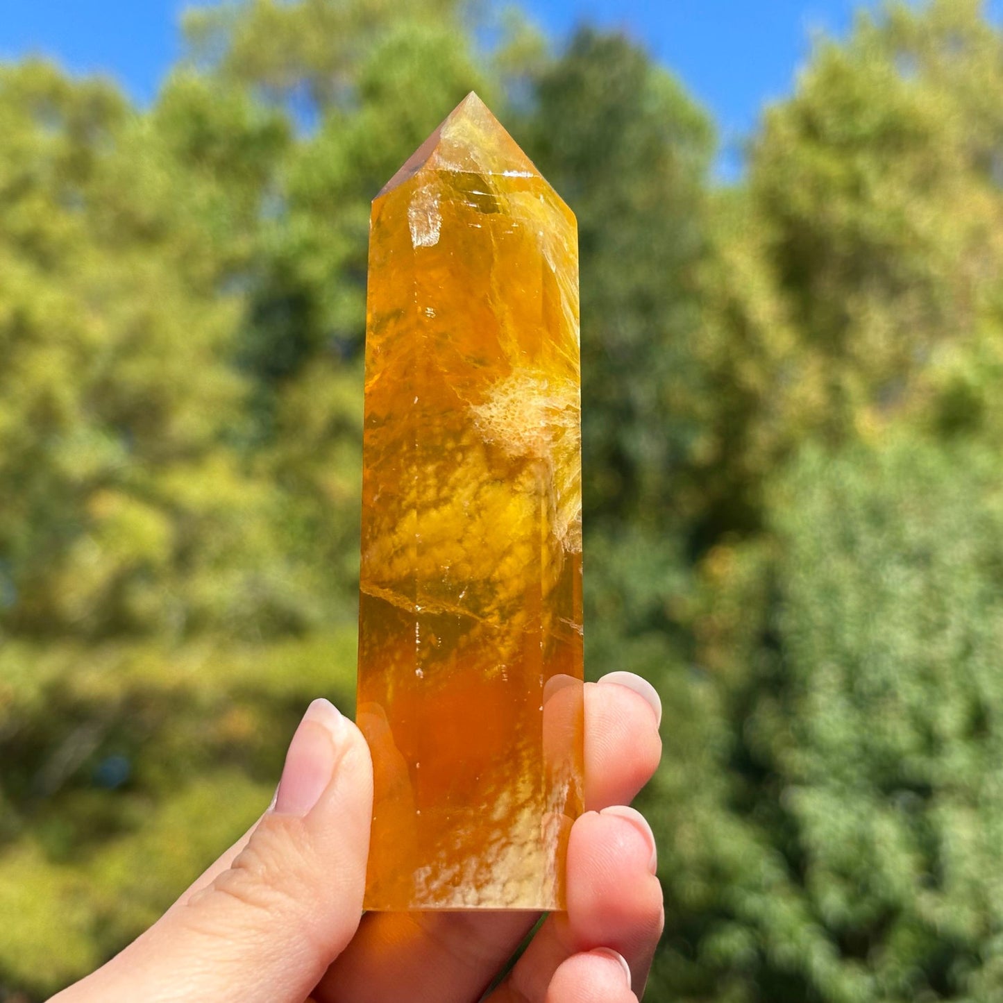 Natural Yellow Fluorite Crystal Obelisk Tower Point for Energy Healing, Focus, Meditation & Elegant Home or Office Decor - RPO518