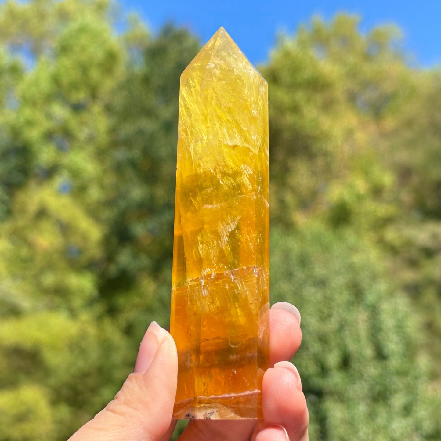 Natural Yellow Fluorite Crystal Obelisk Tower Point for Energy Healing, Focus, Meditation & Elegant Home or Office Decor - RPO518