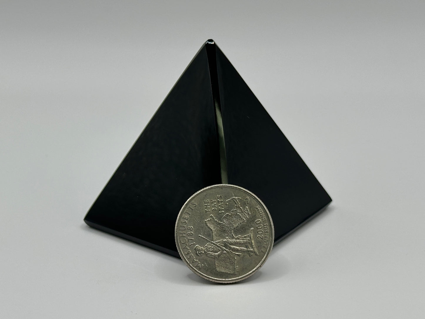 Natural 1.75" Black Obsidian Hand-Carved Pyramid Crystal Gemstone for Healing & Home Decor -RSH301
