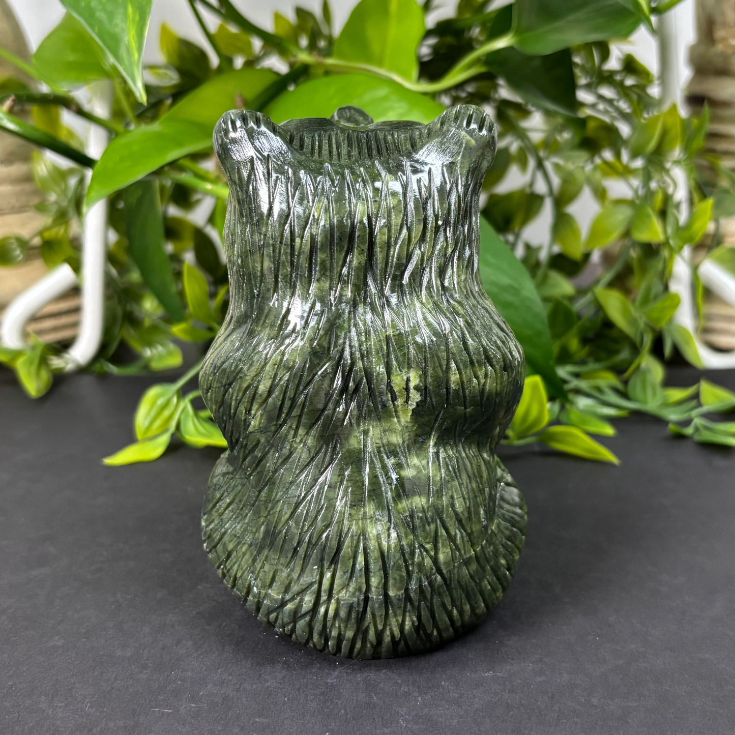 Hand-Carved Nephrite Jade Bear Figurine Natural Crystal Gemstone Animal Carving for Strength, Healing, Prosperity & Home Decor
