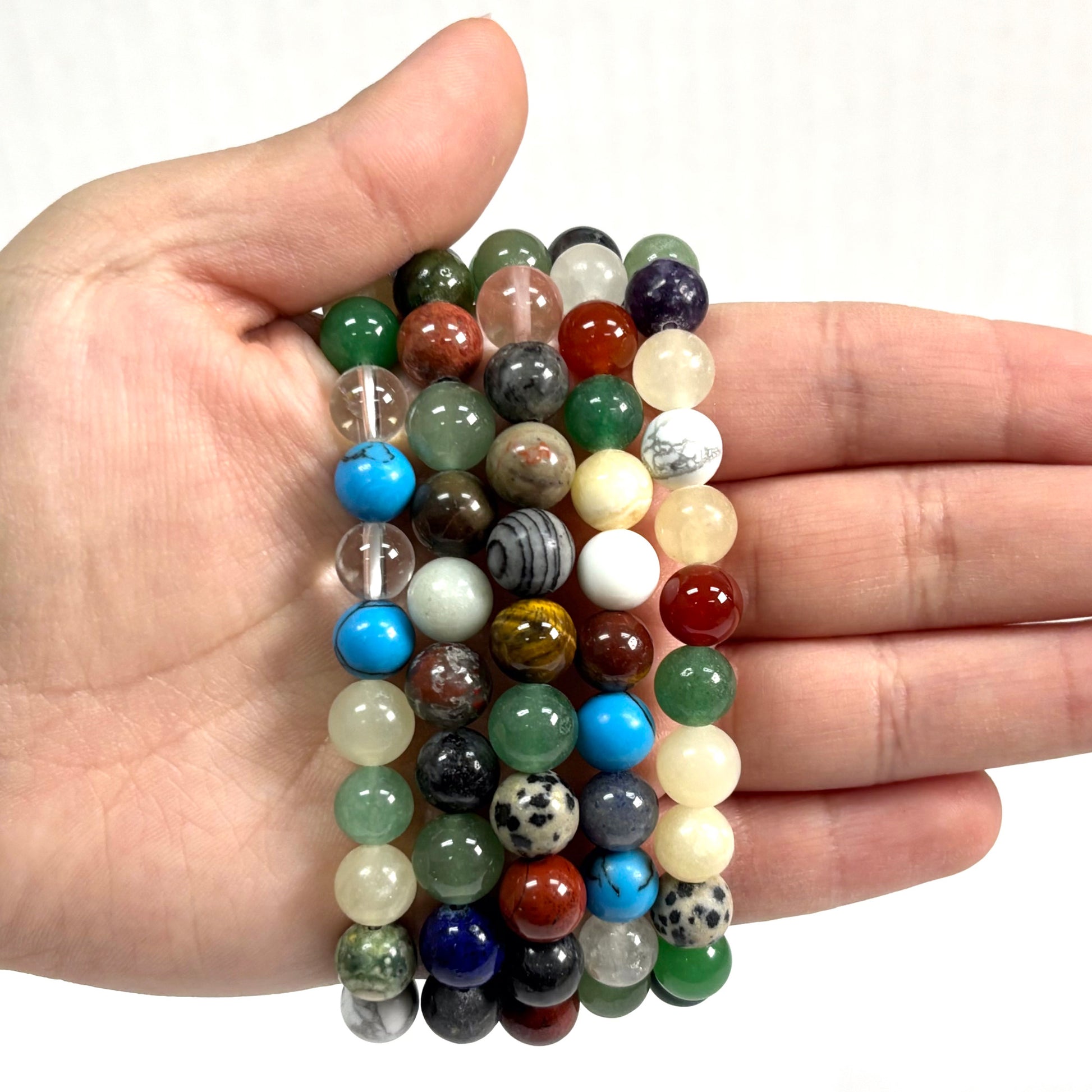 Multicolor Gemstone 8mm Round Beads Handmade Stretchable Unisex Bracelets  Gem Avenue