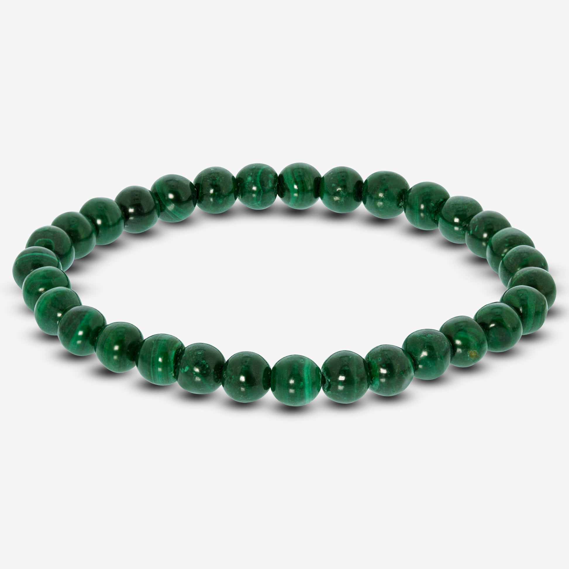 Green Malachite Gemstone Bead Unisex Handmade Stretch Bracelet - Gem Avenue