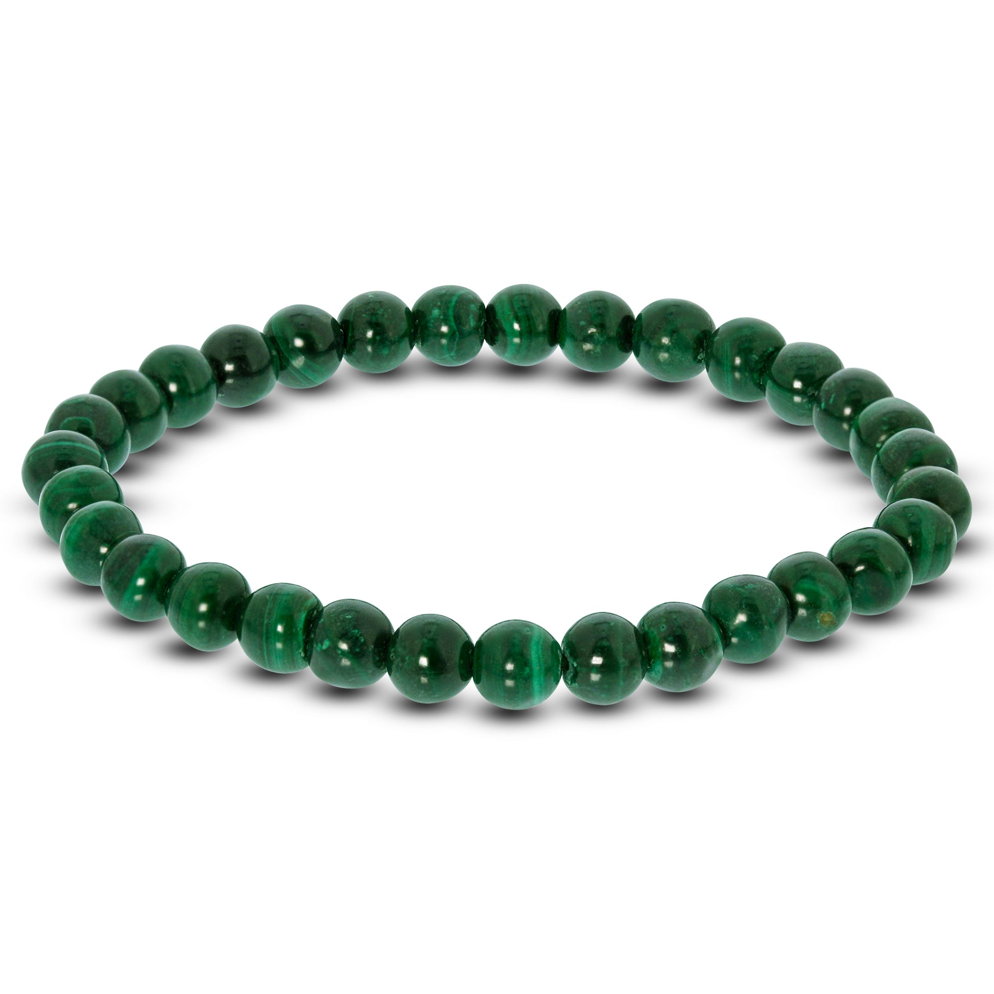 Green Malachite Gemstone Bead Unisex Handmade Stretch Bracelet - Gem Avenue