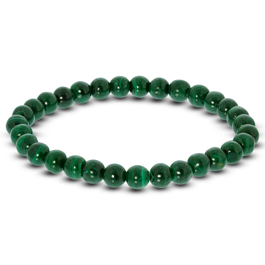 Green Malachite Gemstone Bead Unisex Handmade Stretch Bracelet - Gem Avenue