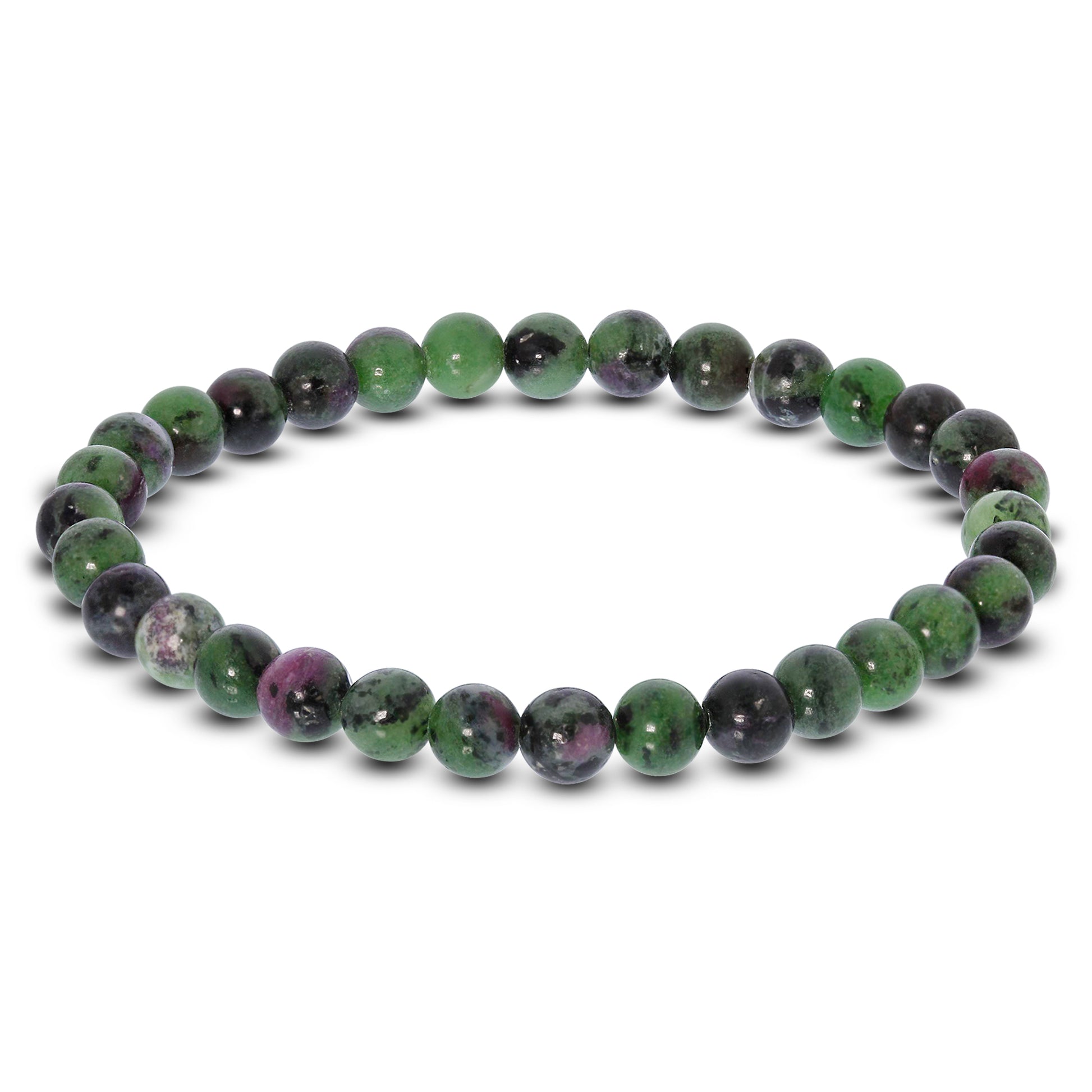 Ruby Zoisite Gemstone Bead Unisex Stretch Bracelet - Gem Avenue