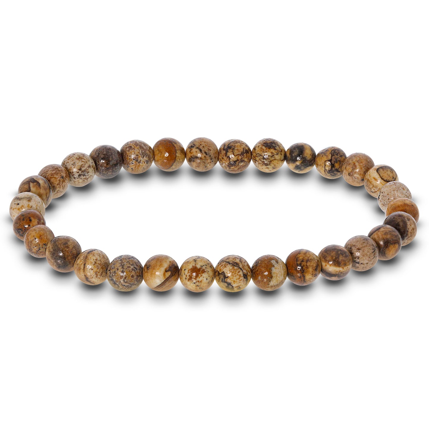 Picture Jasper Gemstone Bead Unisex Stretch Bracelet - Gem Avenue