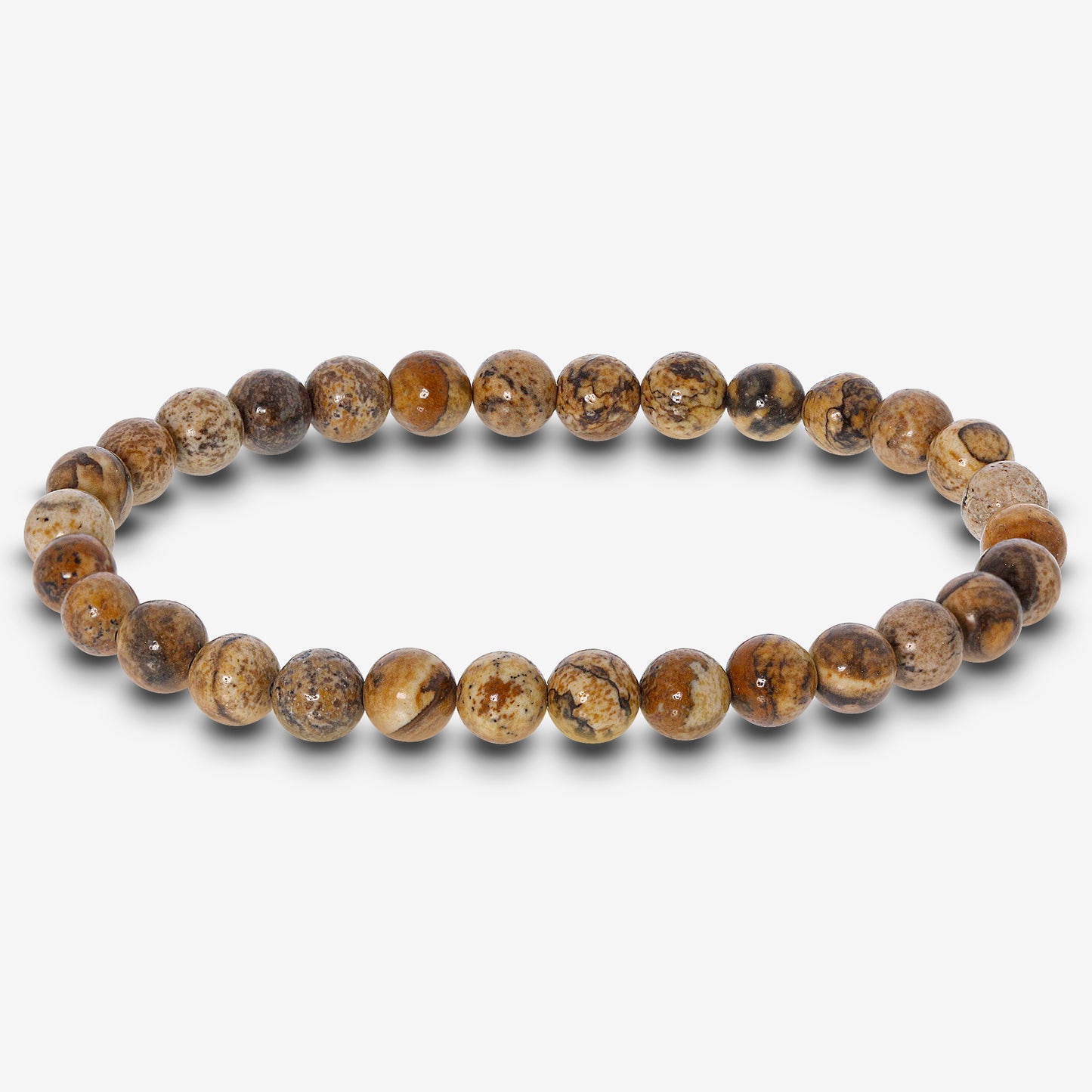 Picture Jasper Gemstone Bead Unisex Stretch Bracelet - Gem Avenue
