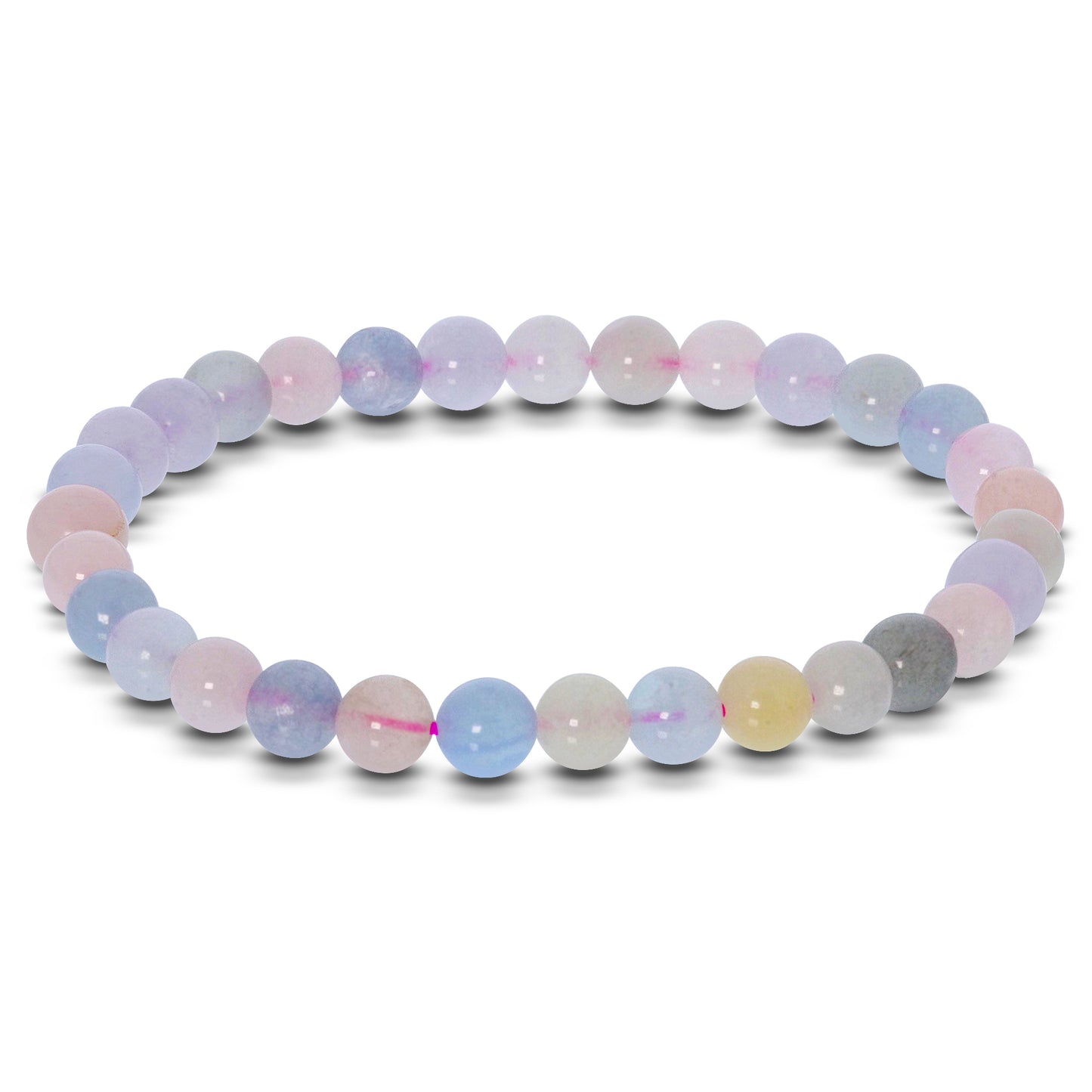 Morganite Gemstone Bead Unisex Stretch Bracelet - Gem Avenue