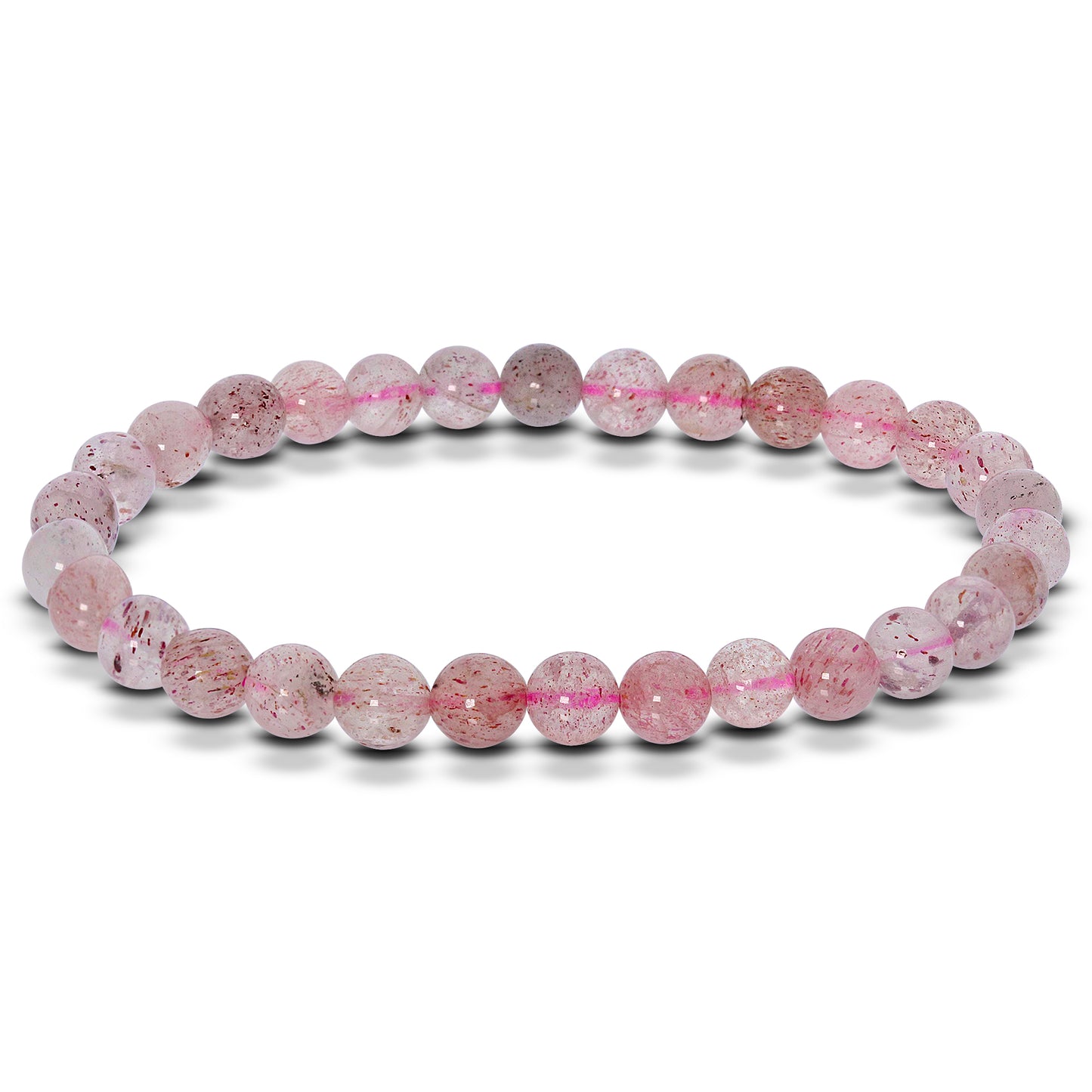 Strawberry Quartz Gemstone Bead Unisex Stretch Bracelet - Gem Avenue