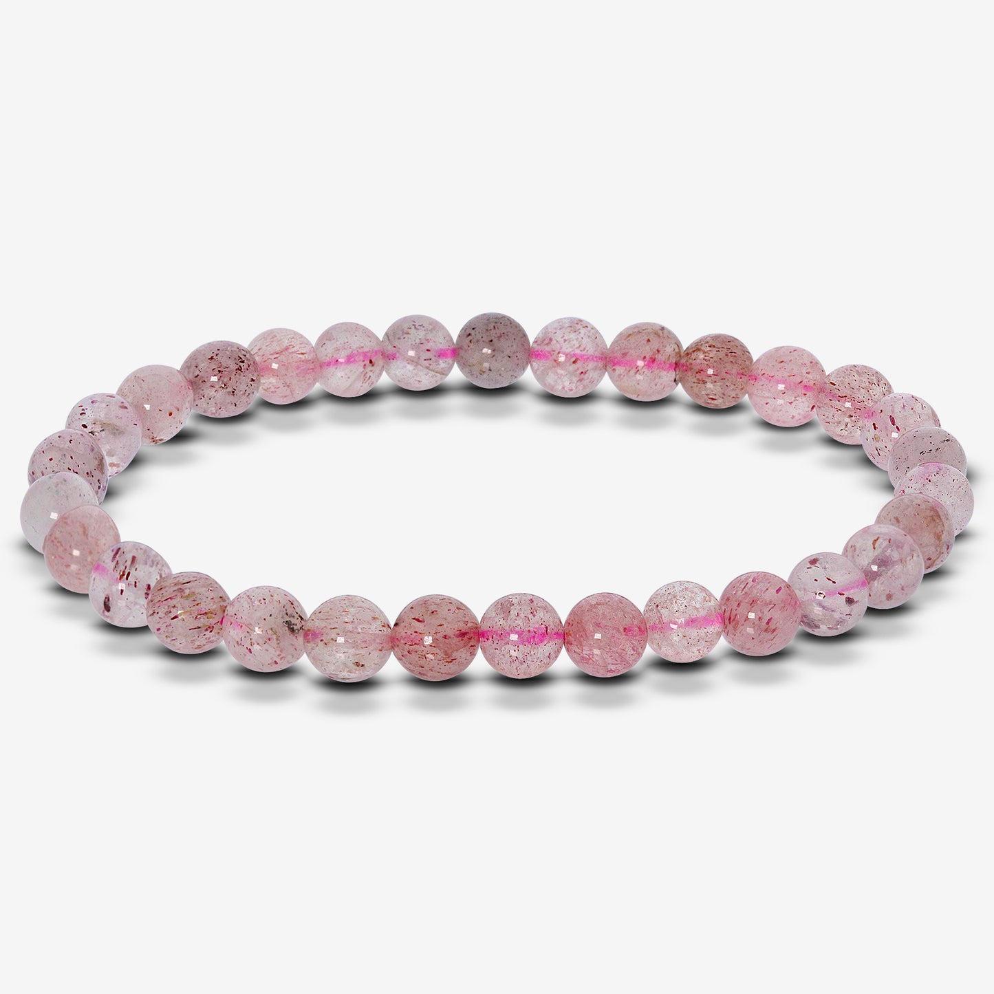 Strawberry Quartz Gemstone Bead Unisex Stretch Bracelet - Gem Avenue