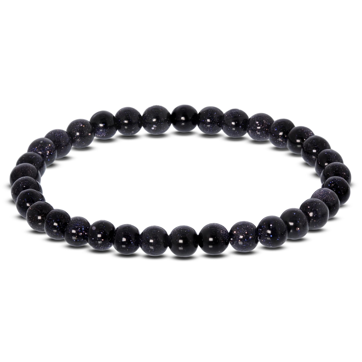 Blue Goldstone Bead Unisex Stretch Bracelet - Gem Avenue
