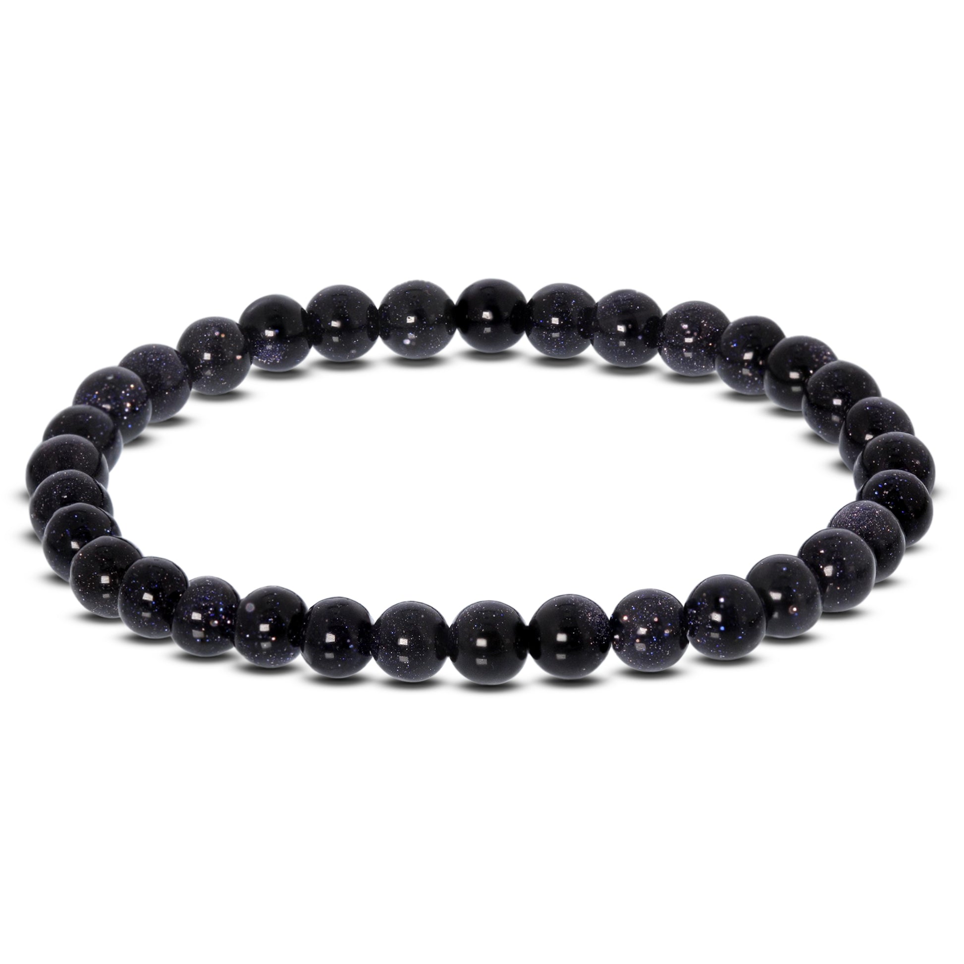 Blue Goldstone Bead Unisex Stretch Bracelet - Gem Avenue
